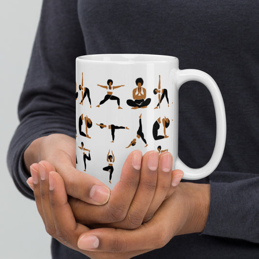 9 Yogis White Glossy Mug